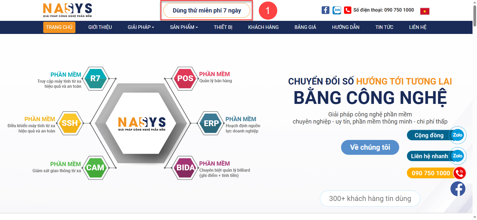 Hình minh họa chọn vào chức năng dùng thử miễn phí 7 ngày