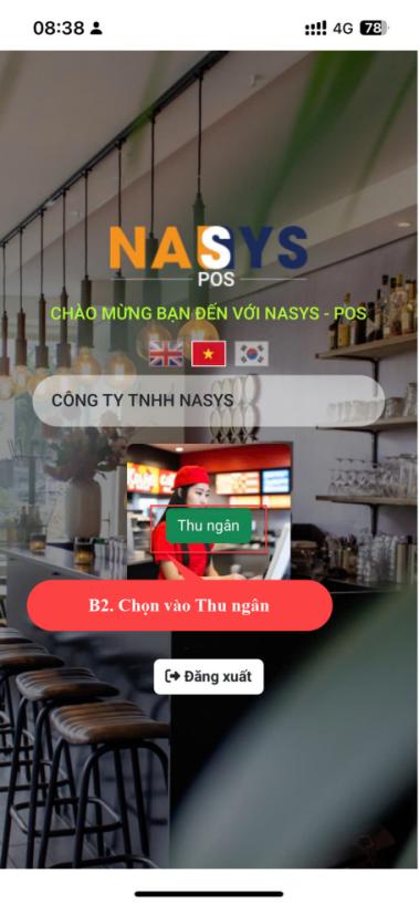 Hình ảnh minh họa người dùng chọn vào thu ngân