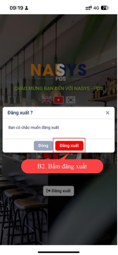 Hình minh họa người dùng bấm vào nút đăng xuất