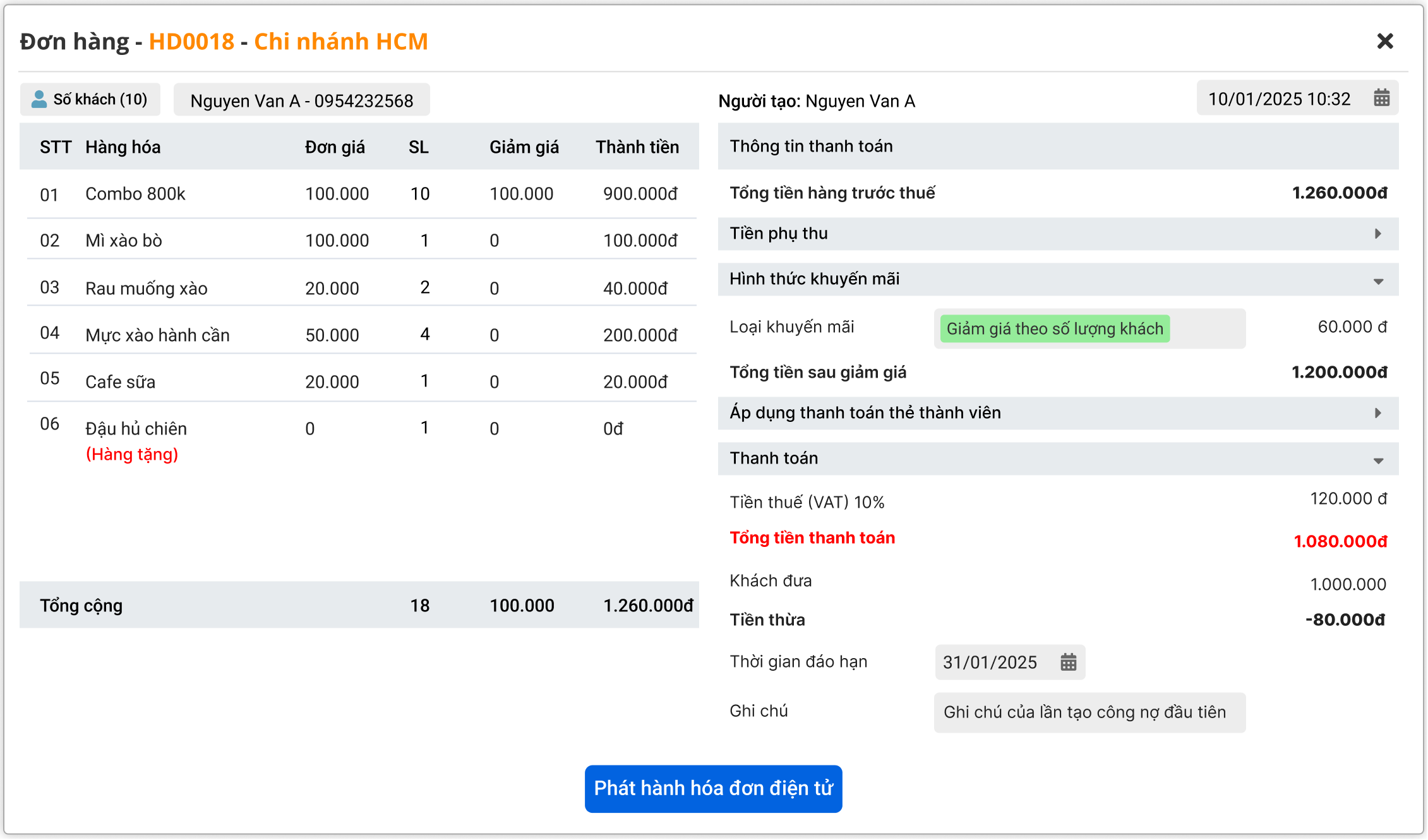 Hình minh họa chức năng phát hành hóa đơn điện tử